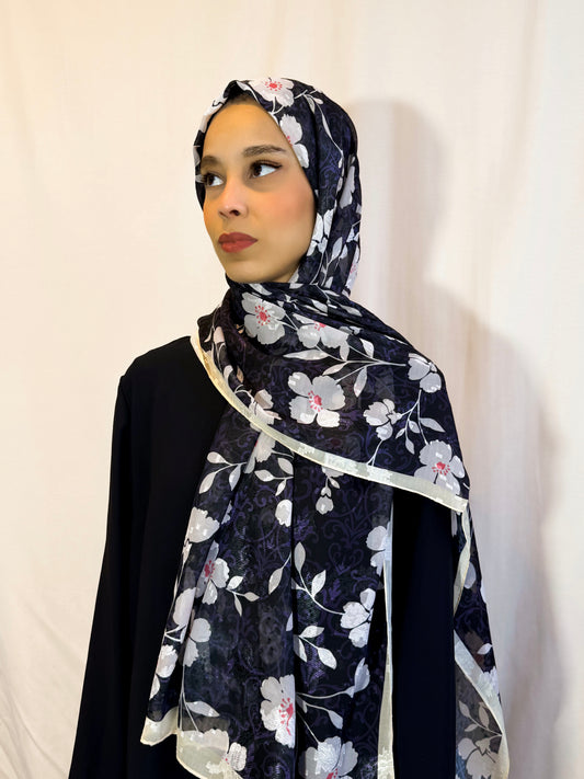 Châle Tlija (Soie brodé) "NYX"