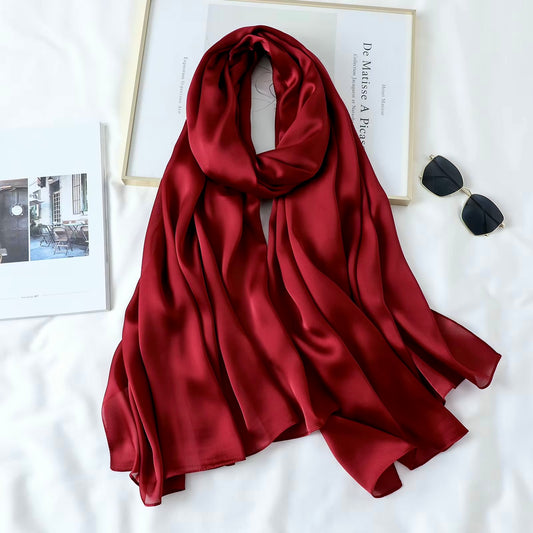 Châle Uni BORDEAUX en Soie 100%