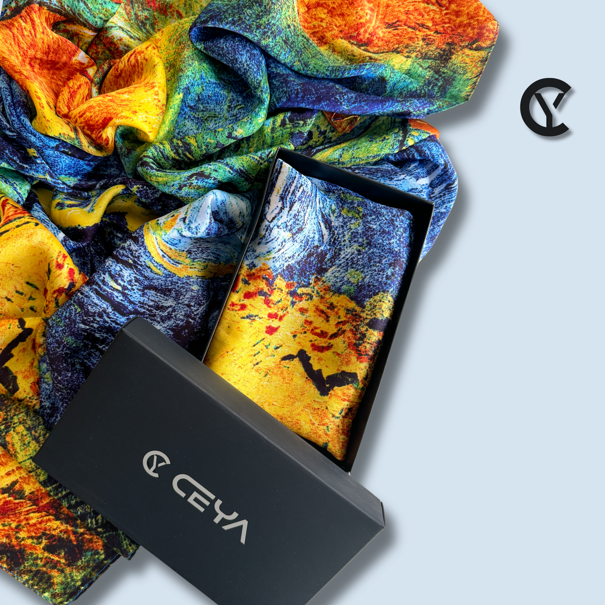 Châle "SUNSET" effet soie à motifs