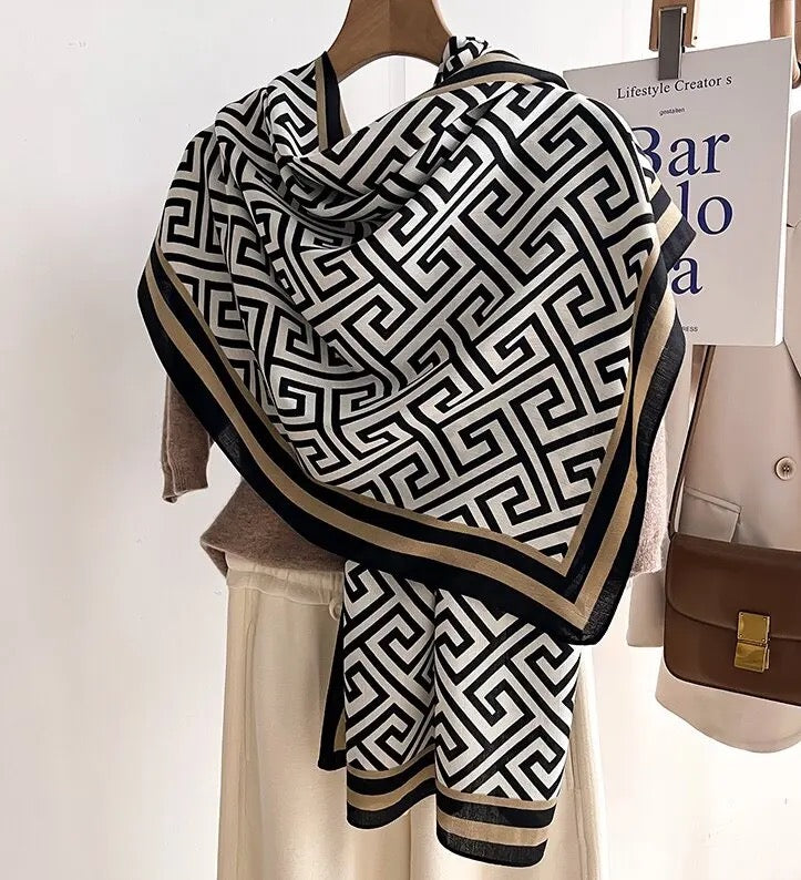 Châle en lin  "BLACK & WHITE"