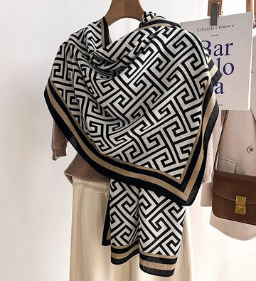 Châle en lin  "BLACK & WHITE"