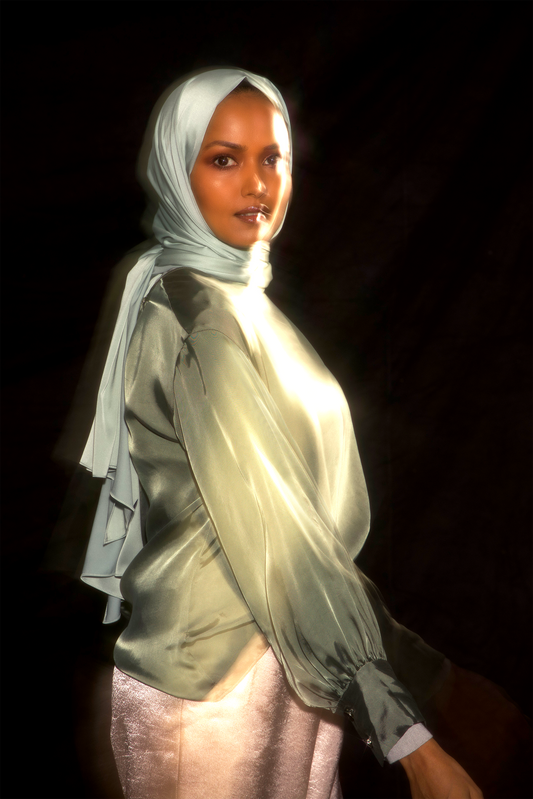 Châle Uni en Soie BLEU CIEL 100%