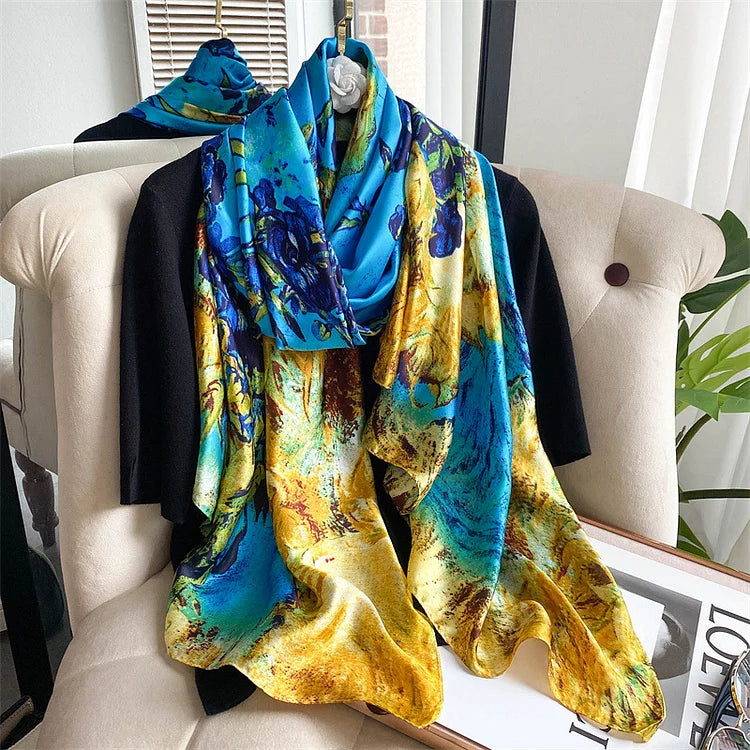 Châle "JADE" effet soie à motifs