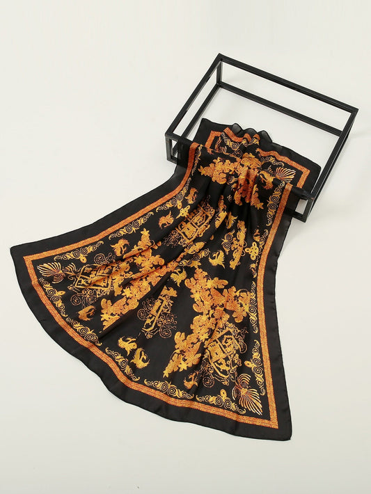 Châle "GOLD" effet soie à motifs