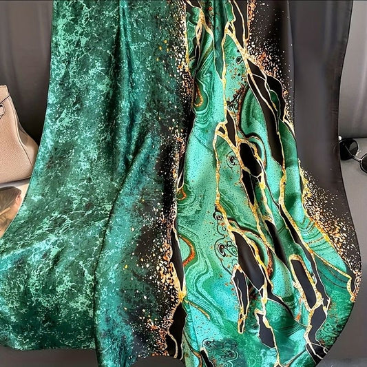 Châle "ÉMERAUDE" effet soie à motifs