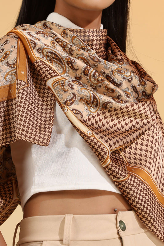 Châle "ALIX" effet soie à motifs