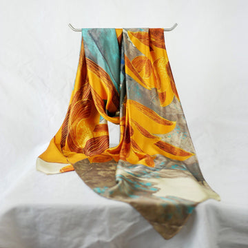 Châle "TOURNESOL" effet soie à motifs