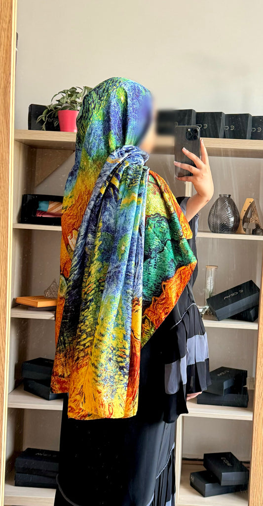 Châle "SUNSET" effet soie à motifs