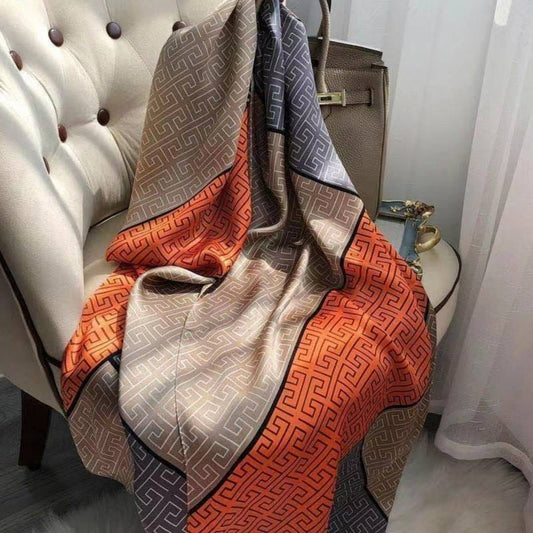 Châle "ORANGE DOLCE" effet soie à motifs