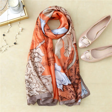 Châle "ART" effet soie à motifs