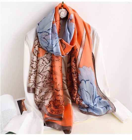 Châle "ART" effet soie à motifs