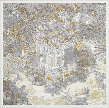 FOULARD HERMÈS HOTEL Cachemire de soie blanc et noir