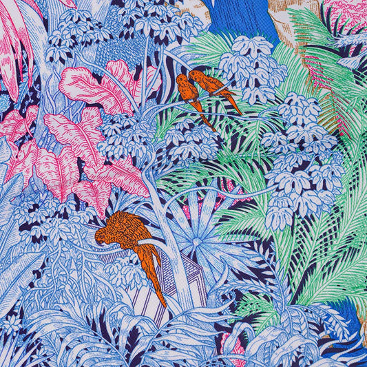 FOULARD HERMÈS HOTEL Cachemire de soie bleu