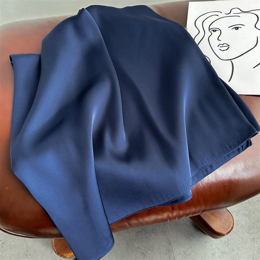 Châle Uni BLEU NUIT en Soie  100%