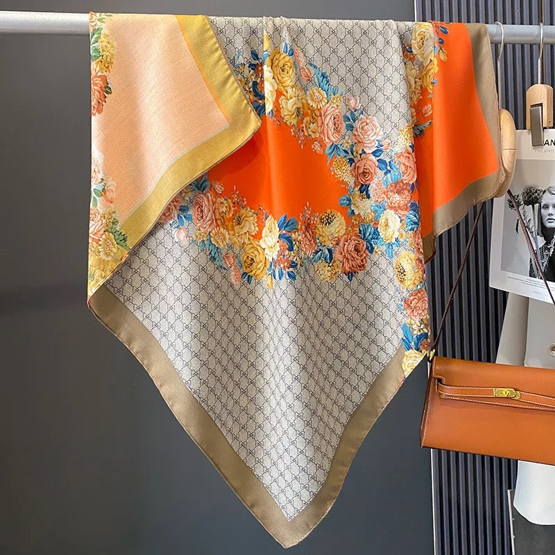 Foulard "ORANGELO" double face en laine fine