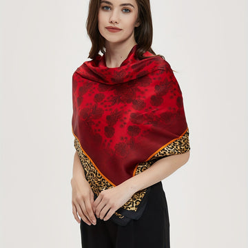 Châle "RED" effet soie à motifs