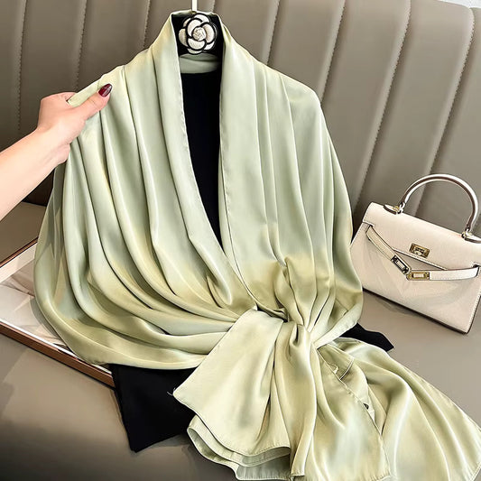 Châle Uni PISTACHE en Soie 100%