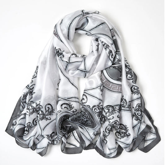 Châle "VERSACE" effet soie à motifs