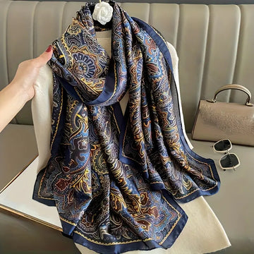 Châle "PRUNE " effet soie à motifs