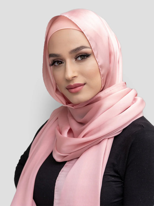 Châle Uni ROSE PÂLE en Soie 100%