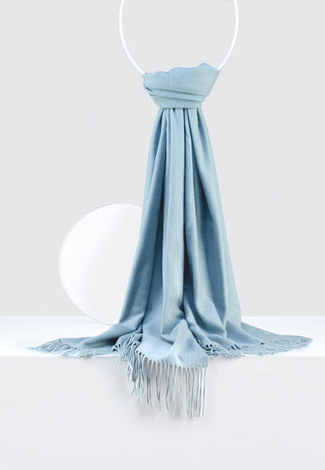 Châle en Cachemire "BLEU FUMÉE"